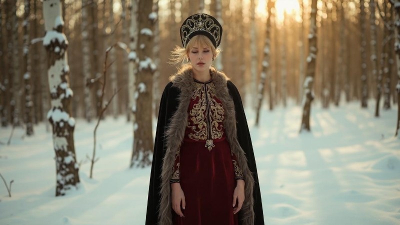 "Russian Fashion is Winter Royalty 👑❄️ | Slavic Style 2025" - Digital concept art for illustrative purpose, tags: die - Monok